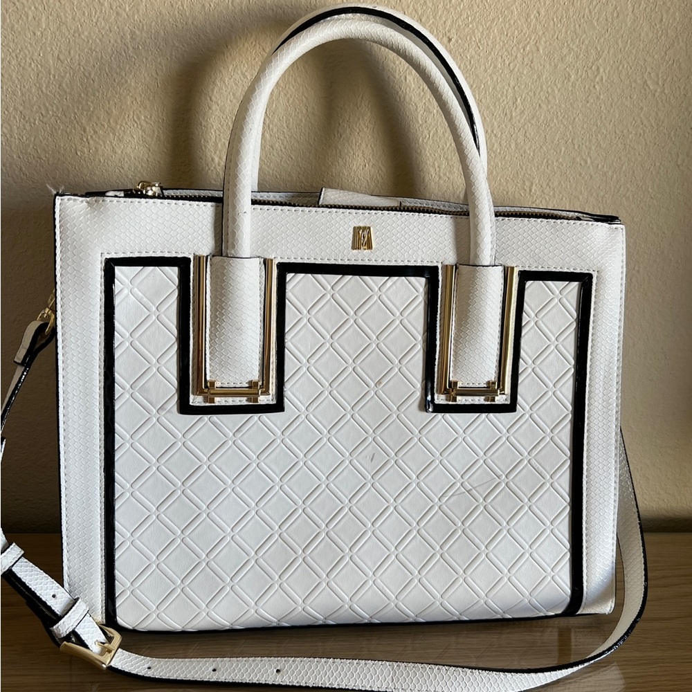 Antonio Melani Elegant White and Black Women Handbag in plastic leather Dillards